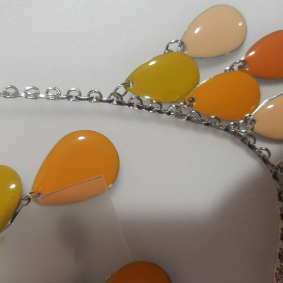 Silver tone Waterfall Design Colorful Necklace & Earrings set, Women's Jewelry - Picture 6 of 7